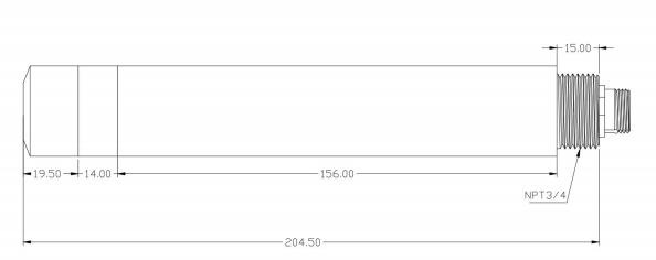 一體式熒光法溶氧傳感器尺寸圖